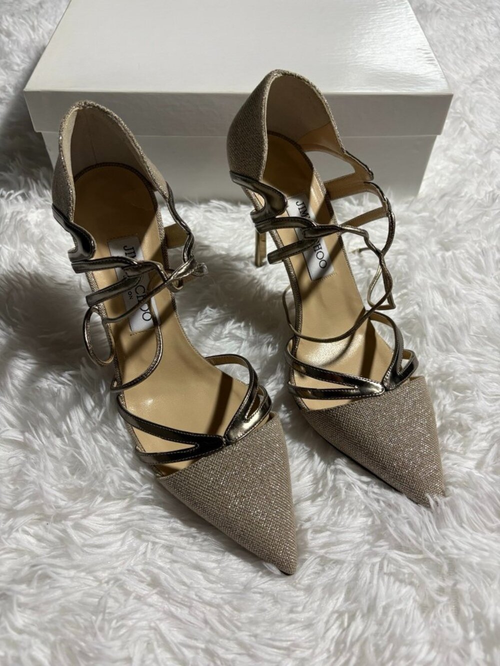 Jimmy Choo Hime Tie-up Pumps Pointed Toe High Heels Shoes